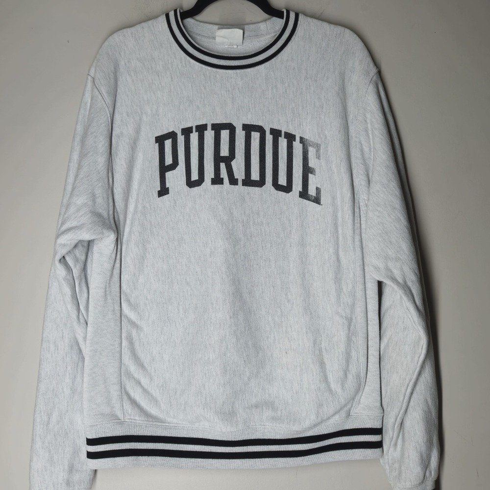 Vintage Reverse Weave Champion Purdue University Mens Medium Gray Sweatshirt